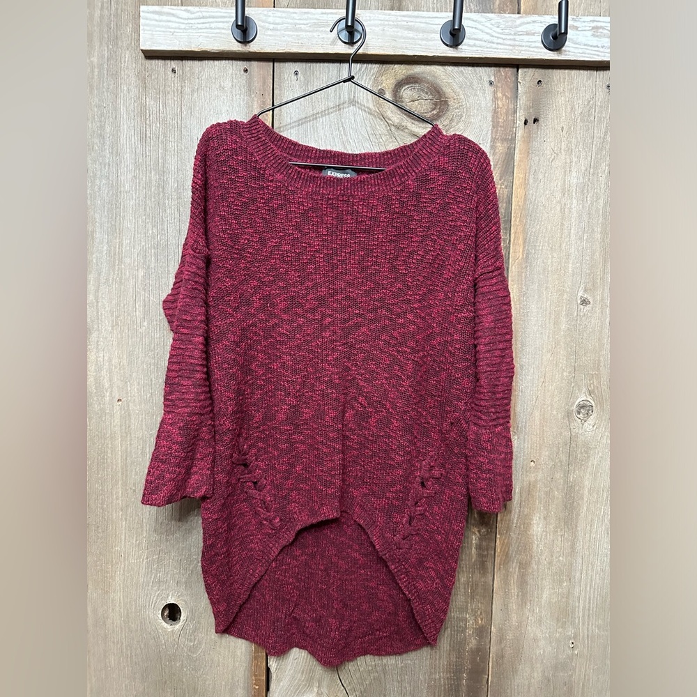 Express Tunic Sweater in Wine Burgundy Size Medium